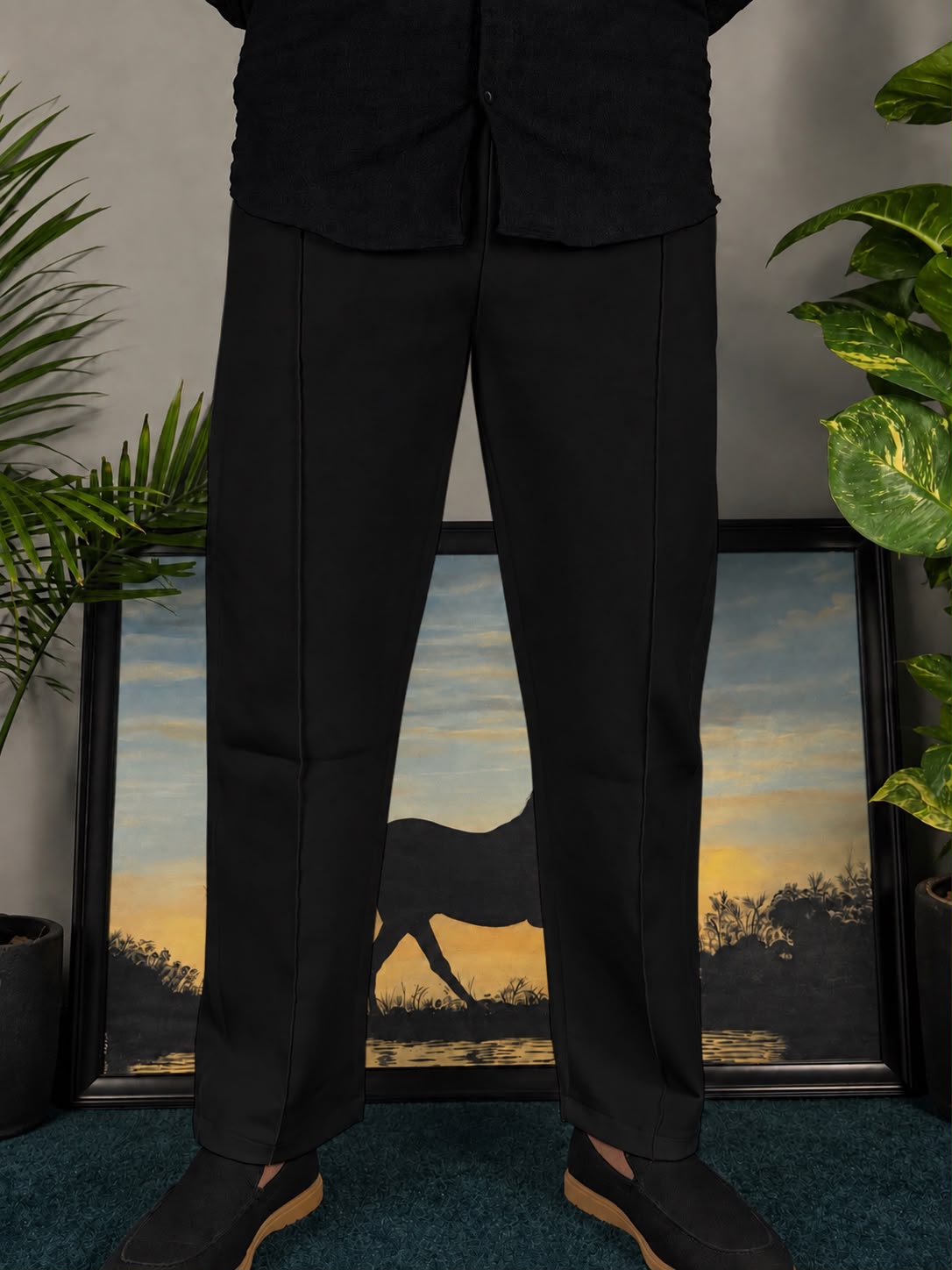 KOREAN PLATED TROUSER BLACK